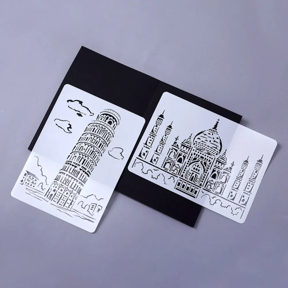 Série de arquitetura urbana modelos de desenho oco cópia estênceis decorativos diy padrão camadas estênceis desenho artesanato