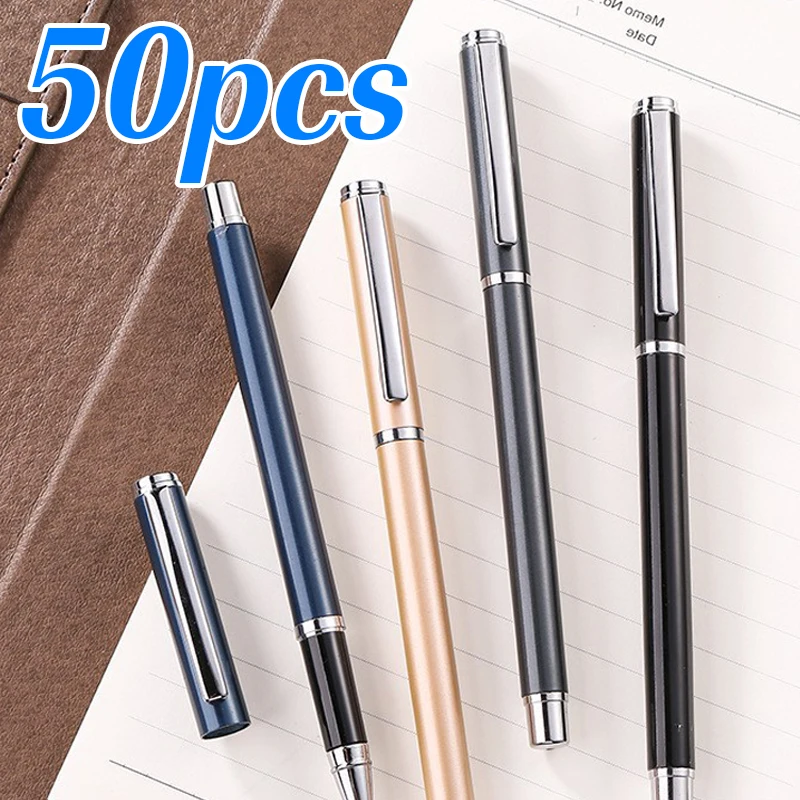 

50pcs Advertising Pen Custom Logo Metal Business Signature Ballpoint Pen Gel Pen Lettering Engraved Name Stationery Wholesale