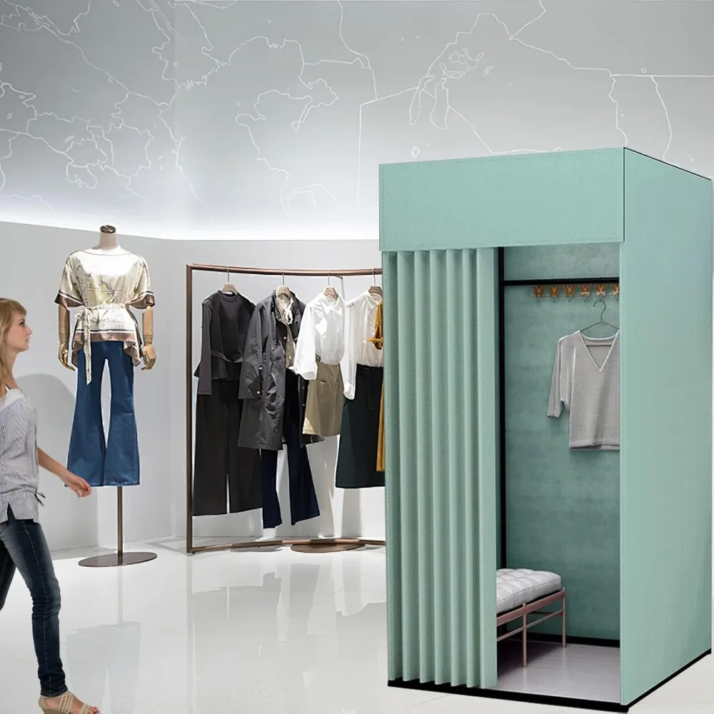 كشك تركيب متجر الملابس المحمول مع ستارة خصوصية قابلة للطي لاستخدام المول #6