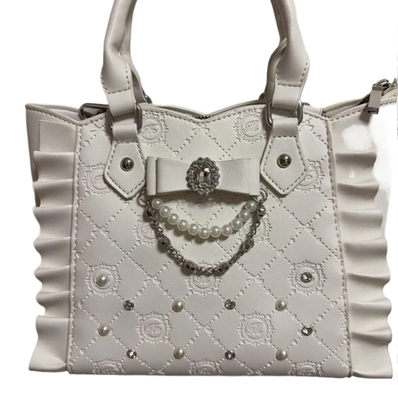 Japanese Sweet Tote Girlish Temperament Cute Handbag Pearl Rhinestone Messenger Bag Bow Shoulder Thousand Gold Wind Handbags
