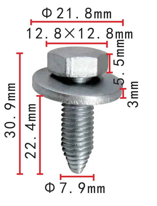 100PCS 9023YG auto fasteners for Peugeot/Citroen, fix dashboard & bumper parts,combination screw with flat washer