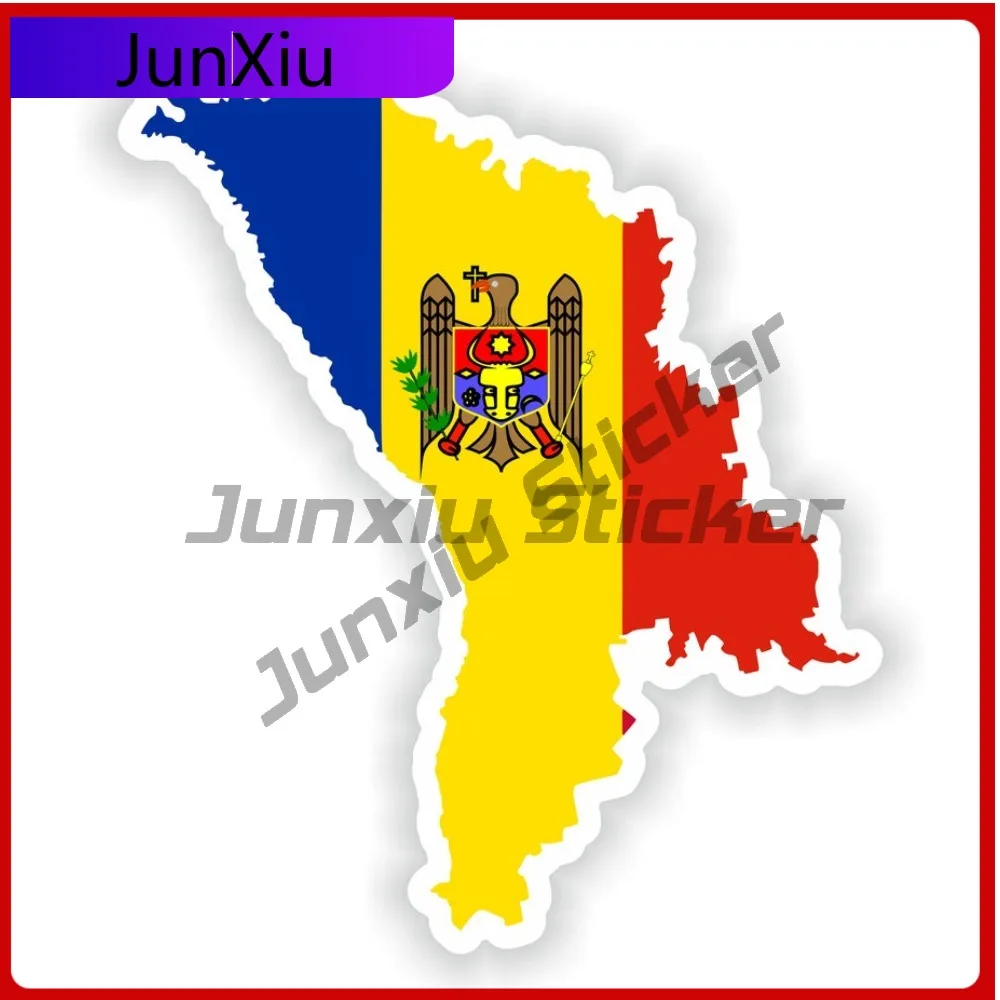 

Moldova National Emblem Map Flag Shape And Outline Stickers Waterproof Decals X500 Motorcycle Stickers Custom Decals Rv Stickers