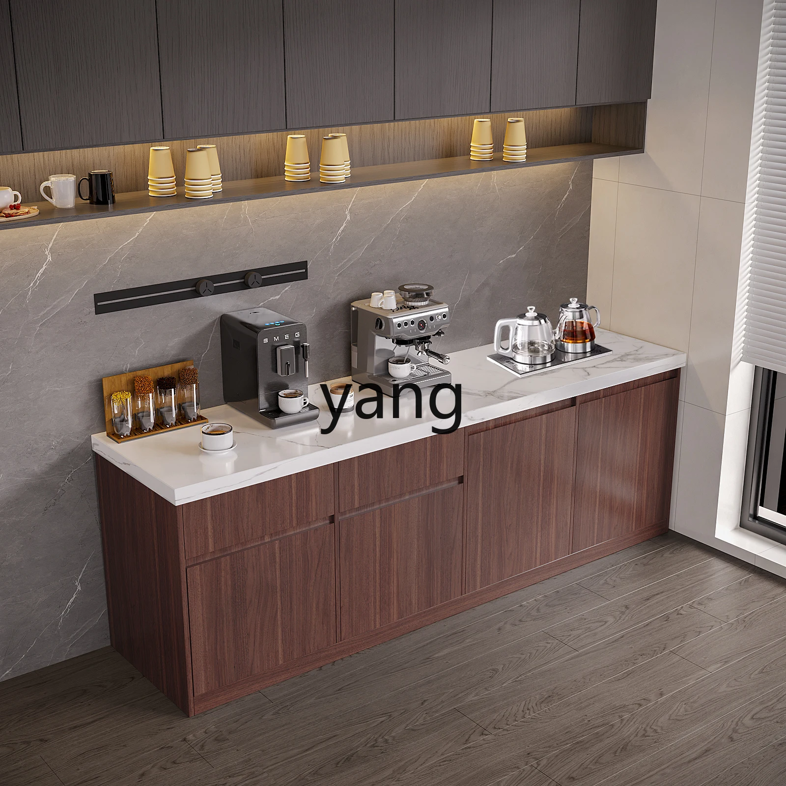 

TGF Custom Company Pantry Household Solid Wood Counter Simple Office Marble Surface