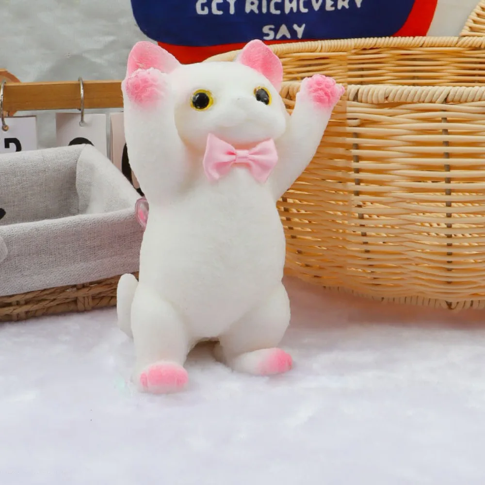 

Мультяшная игрушка-котик для сжимания, большая кукла-кот с колокольчиком и бантом, миниатюрная искусственная игрушка-животное для сжимания, мини-украшение