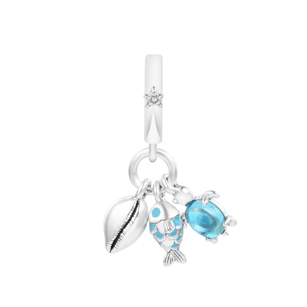 

Fish, Turtles and Conch Keychain Women's Jewelry 925 Sterling Silver Charms Woman Kids Fashion Make Up Accessories