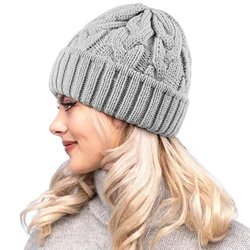 2024 Fashion Warm Knitted Hat Skullies Winter Knitted Beanies Unisex Men Women Cap Female Bonnet Foldable Ski Outdoor Hats