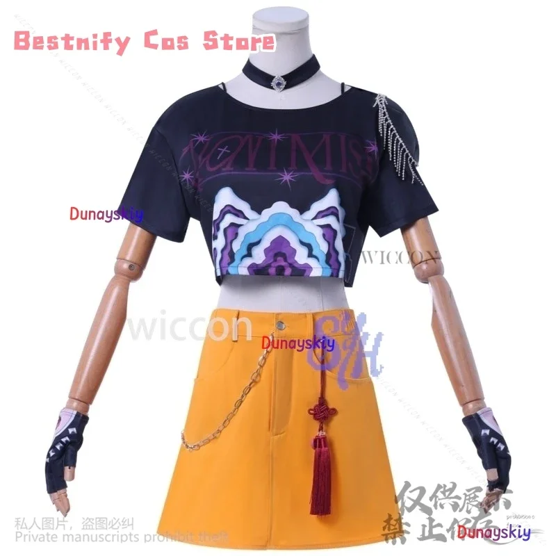 CosplayHuntrix คอสเพลย์อะนิเมะภาพยนตร์ปีศาจ Mira Kpop Idol Stage เครื่องแต่งกายหญิง Power กลุ่ม Cos ชุดมินิ Jirai Kei ชุดวิกผม Ha