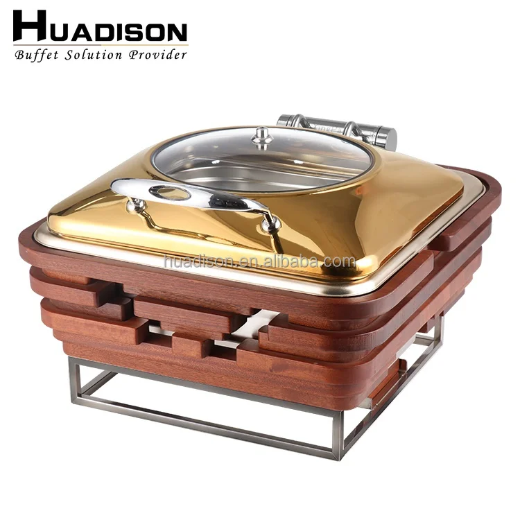 Huadison Restaurant Hotel Supplies Electric Stainless Steel Hotel Chafing Dish Catering 6L Buffet Chafer Set Food Warmer