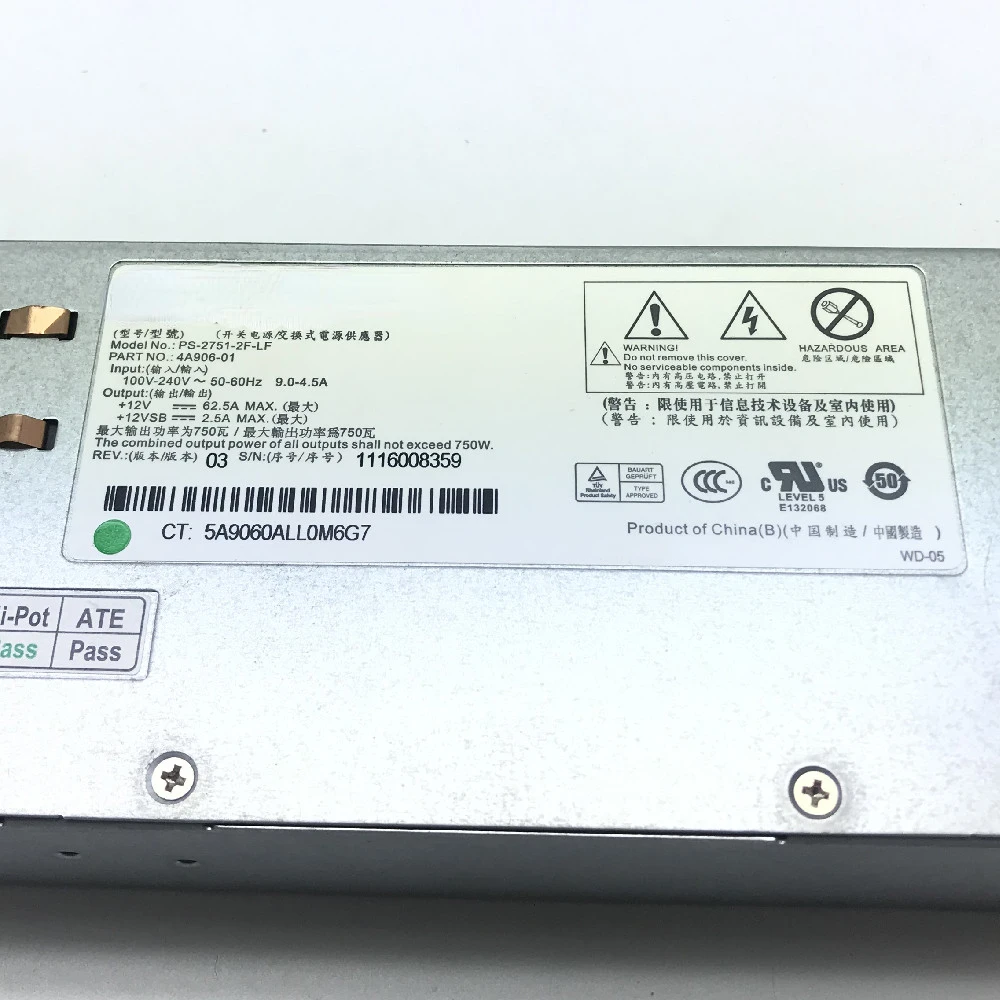 4A906-01 PS-2751-2F-LF 750W Power Supply for Mining 6pin To 8pin (6+2) Power Adapter Card To 8PIN Interfaces Suitable for Lenovo