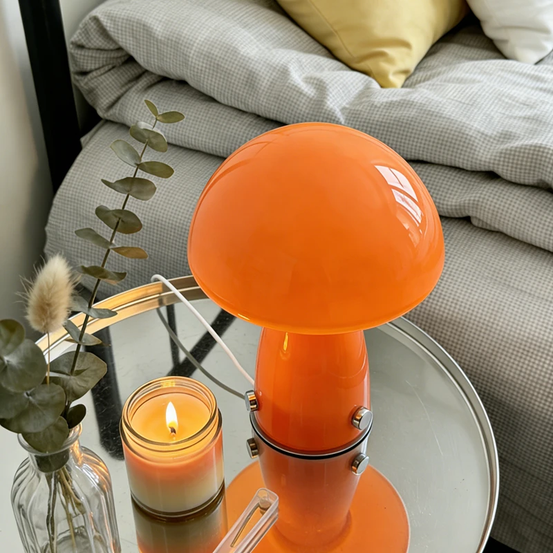 Lampe de Table champignon nordique Vintage à haut niveau d'apparence, lumière ambiante pour filles, prise de chevet de chambre à coucher, lecture créative de nuit