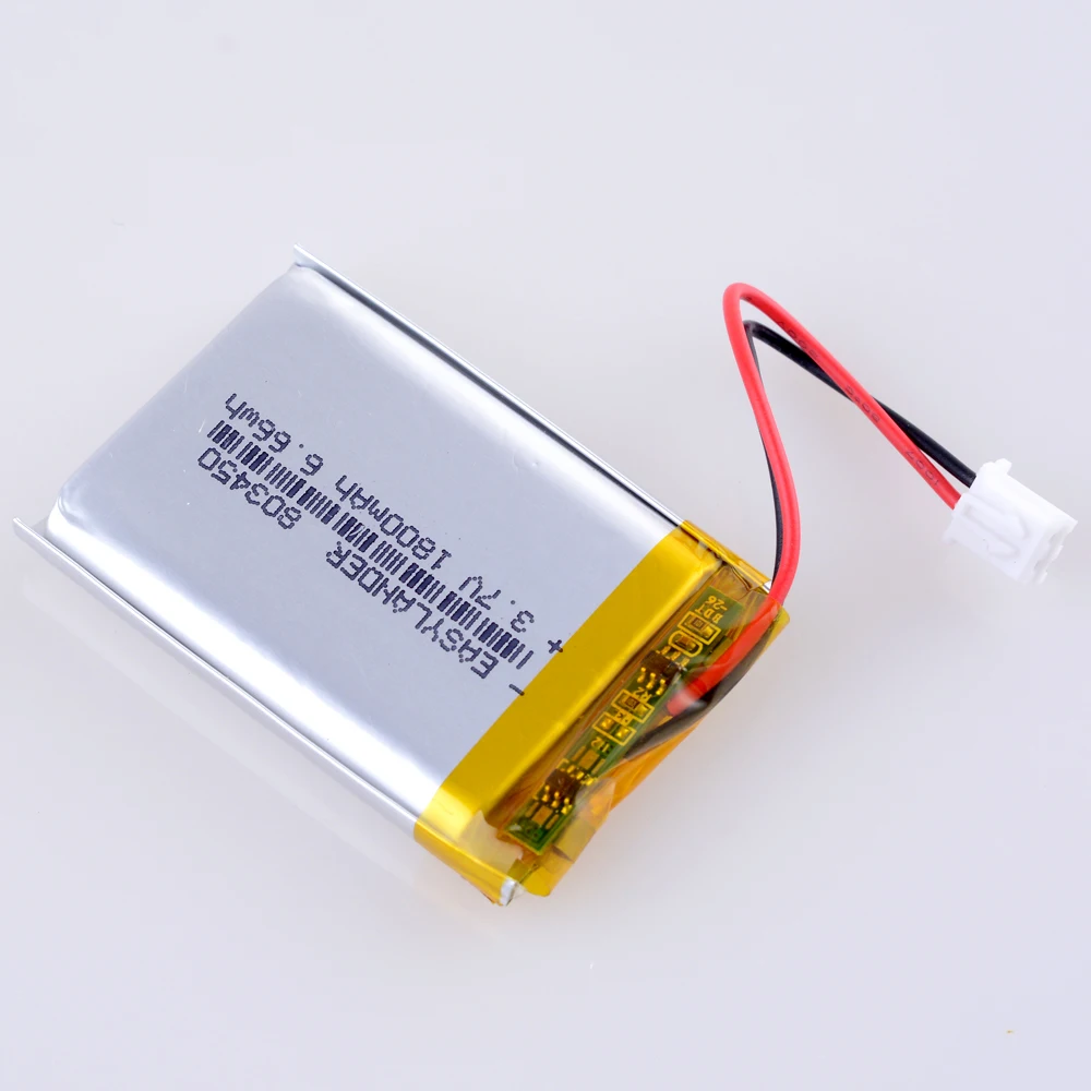 JST 2.54mm 2pin 3.7V 1800mAh Lithium Polymer Rechargeable Battery with connector For MP3 camera GPS 803450 Corsair Void Pro