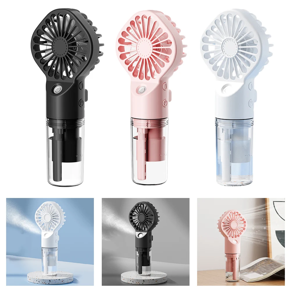 Portable Spray Mist Fan Mini Hand-held Desk Cooler 4 Speed USB Rechargeable Home Improvement Heating Cooling