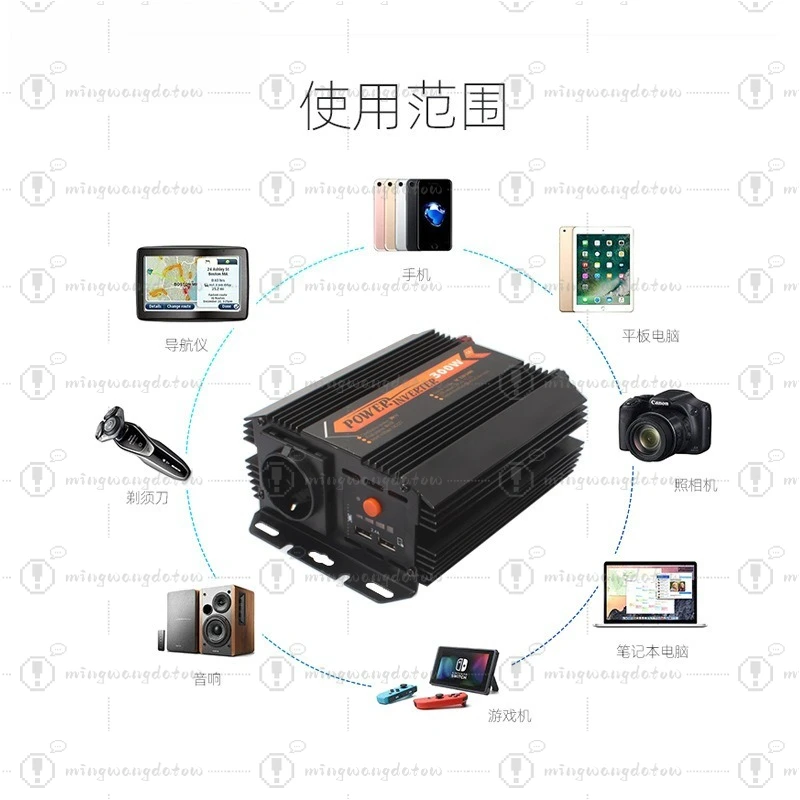 300W Car & Household Inverter with German Socket, 12V to 220V High Power Inverter