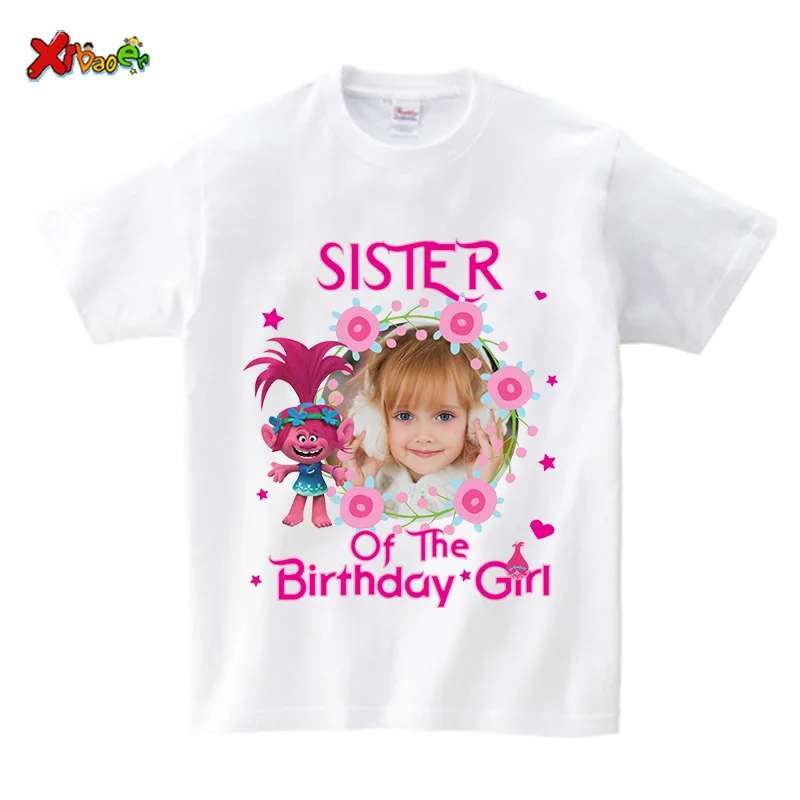 Birthday Tshirts for Family Matching Outfits Girl T Shirt Shirt Birthday Party Clothing Outfit Personalized Name Photo Shirt 3rd