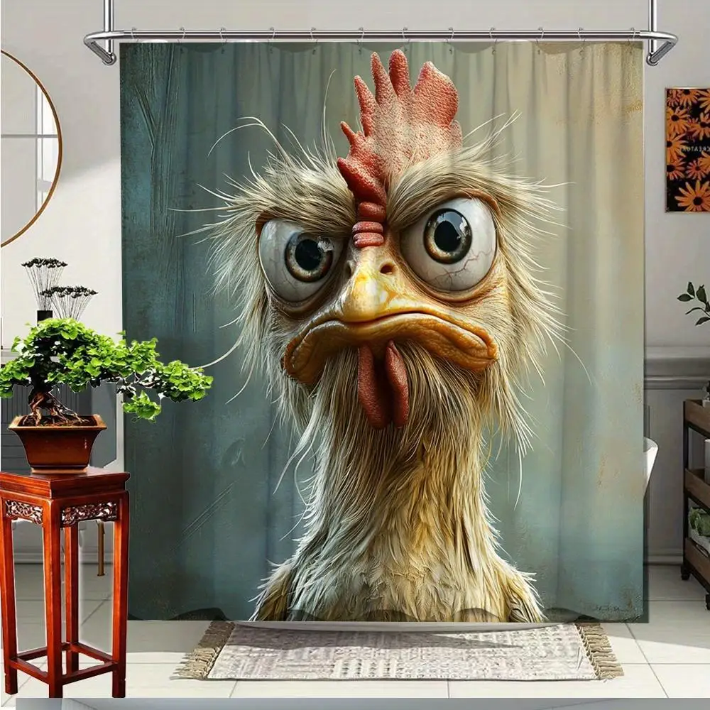 Funny Bird Face Shower Curtain Waterproof Bathroom Decor Novelty Liner Unique Animal Print for Shower Stall and Tub