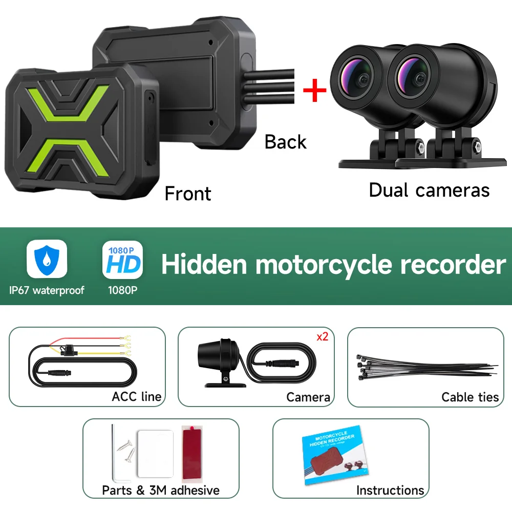 JIUYIN Motorcycle DVR Dual 720p/1080p/2K WiFi Front & Rear Waterproof Camera Recorder Motorcycle Dash Cam Motorbike Black Box image 3