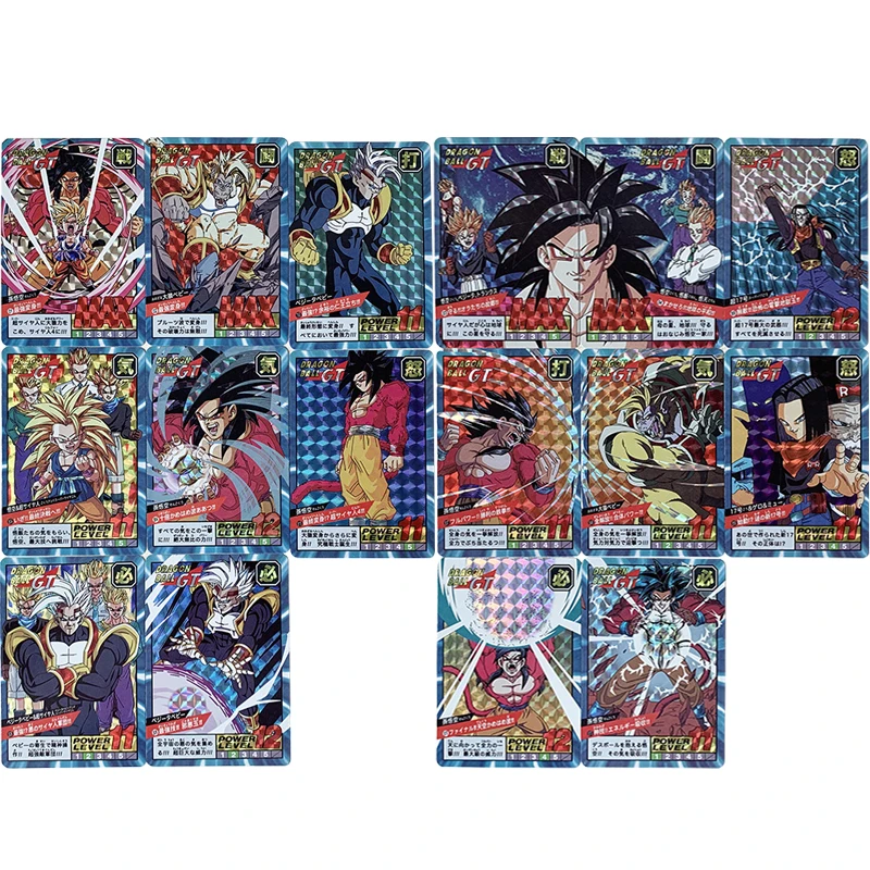 

8Pcs/set Dragon Ball Z GT Checkered Flash Cards Super Saiyan Fierce Fight Goku Gohan Vegeta Game Anime Collection Cards Gift Toy