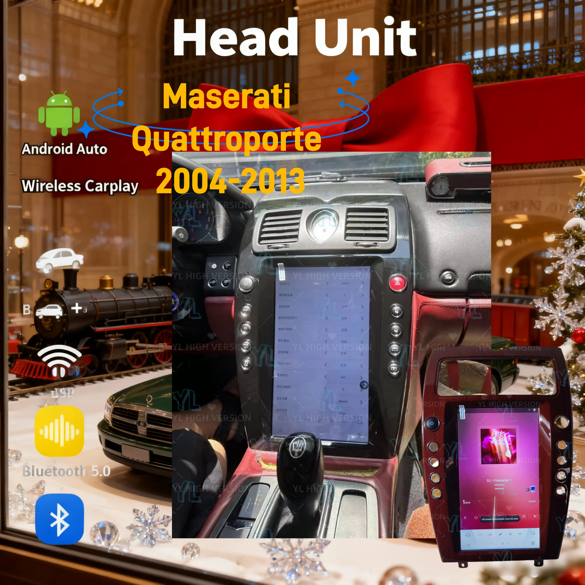 

13,9-дюймовый автомобильный радиоприемник для Maserati Quattroporte 2004-2012 GPS-навигатель, мультимедийный Android 13 AI, WIFI-экран, блок Carplay DSP Bluetoot 5,0