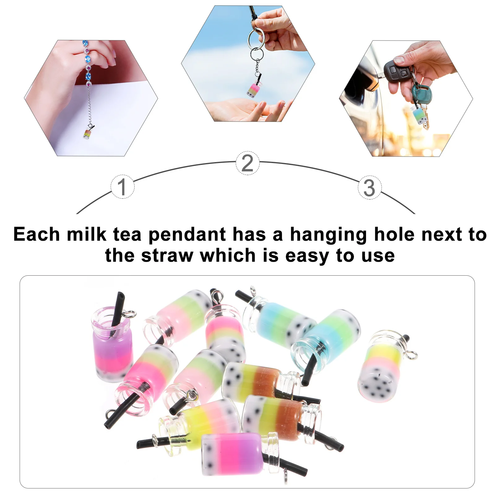 

12Pcs Milk Tea Charms Resin Pendants Bubble Tea Keychain Charms for DIY Jewelry Crafts Bracelets Charm Pendant for Necklace