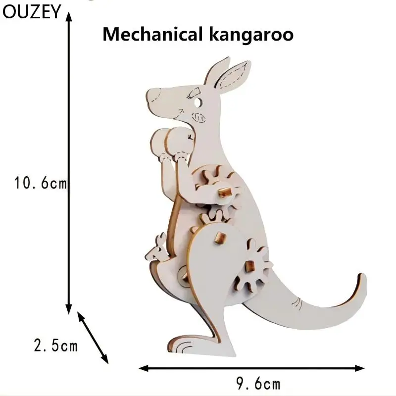 OUZEY 16 مجموعات ثلاثية الأبعاد لغز خشبي نموذج الحيوان ألعاب مونتيسوري للأطفال الحرف الهيكل العظمي الجمعية طقم هدايا بنة خشبية