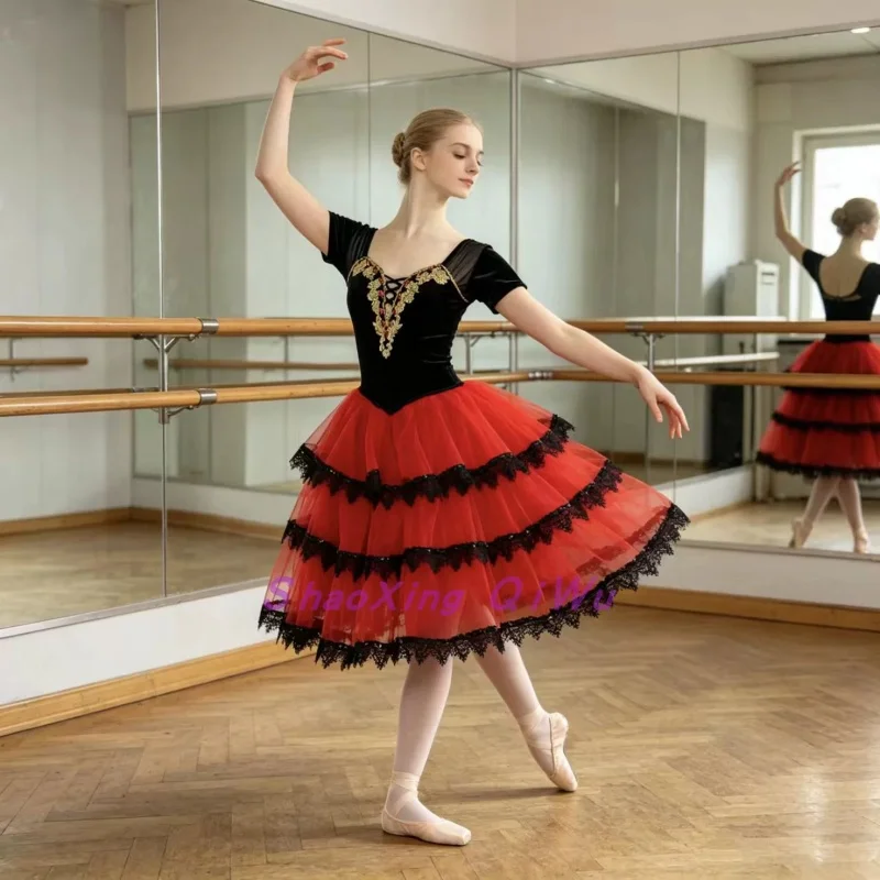 High end Spanish Don Quixote Ballet Skirt Professional Edition Open Button Long Dress Customization