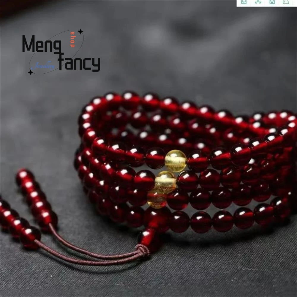 Natural Light Golden Chicken Oil Yellow Old Amber 108 Mala Beaded Bracelet Transparent Honey Wax Multi Wrap Unisex Sweater Chain