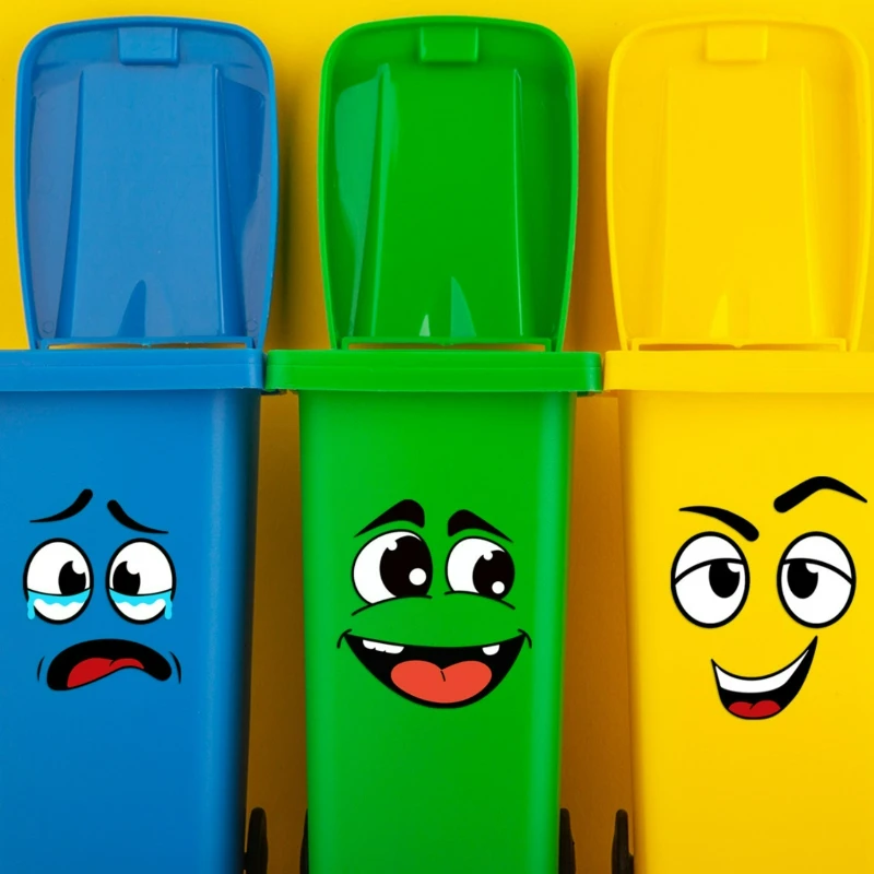 Cartoon Face Stickers - Self-Adhesive Removable Decals for Plastic & Glossy Surfaces,Fun Home Decor for Trash Cans,Walls,Toilets view 4