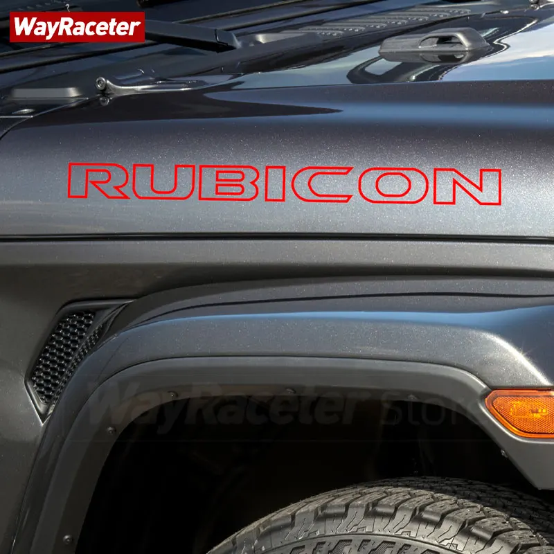 2 Pcs Engine Cover Side Hood Sticker Rubicon Unlimited Reflective Vinyl Decal For Jeep Wrangler JK JL TJ YJ CJ JLU Gladiator JT