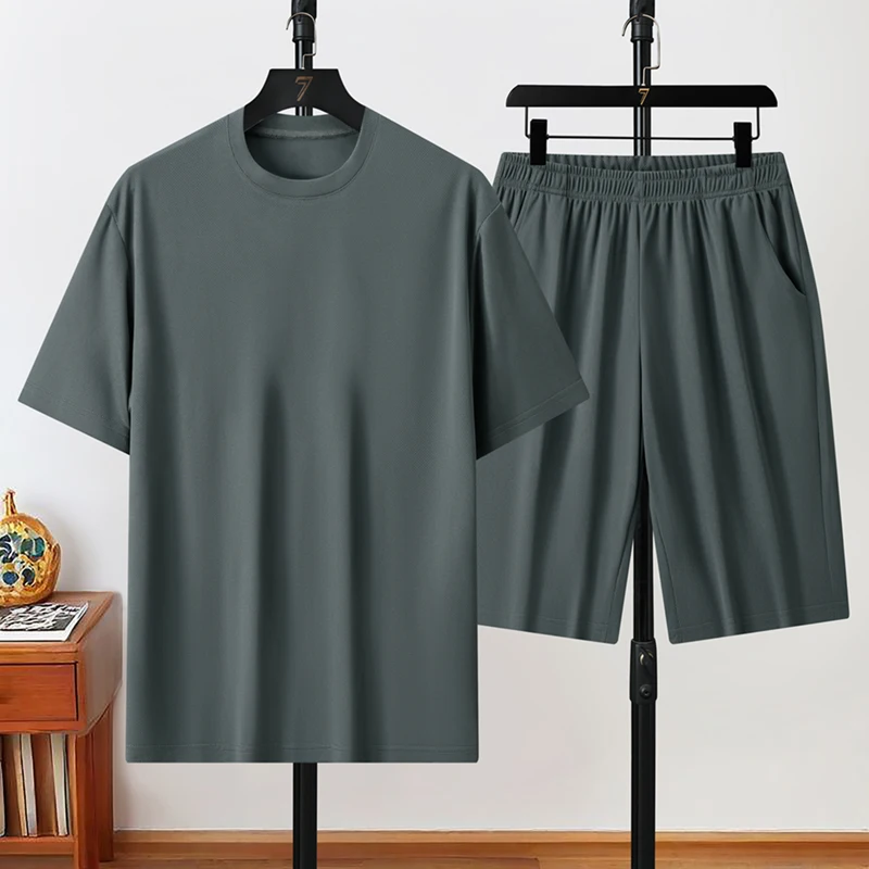 

Men Outfit Set T-shirt+Short Tracksuit Men Sets Men Sweat Suit Jogger Set Sport Men Summer Suit Two-piece Fashion Fitness Suit