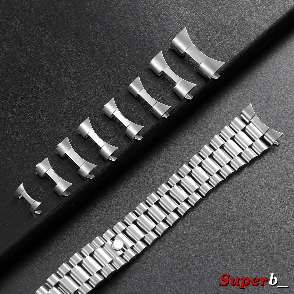 18/19/20/21/22 مللي متر الفولاذ المقاوم للصدأ حزام موصلات ماتي مصقول منحني نهاية رابط ل Seiko SKX007 SKX009 الفرقة محول 12/14/16 مللي متر