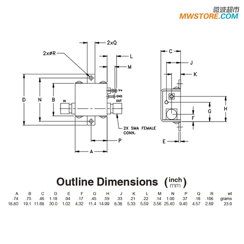 0.2 To 12000 MHz，SMA Bias Device,    Rated To 400mA and 25 Volts DC