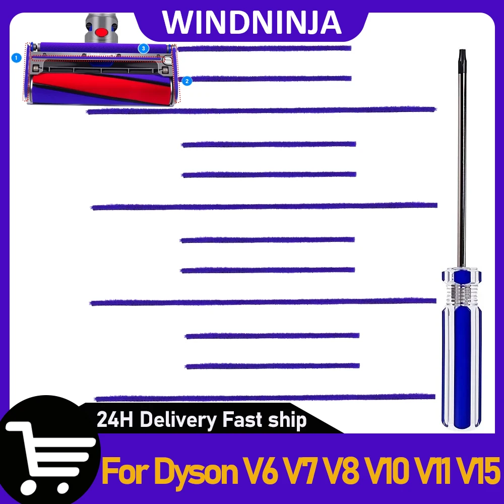 Soft Roller Plush Soft Strips Parts Accessories Soft Plush Strips Replacement Set For Dyson V6 V7 V8 V10 V11 V15 Vacuum Cleaner