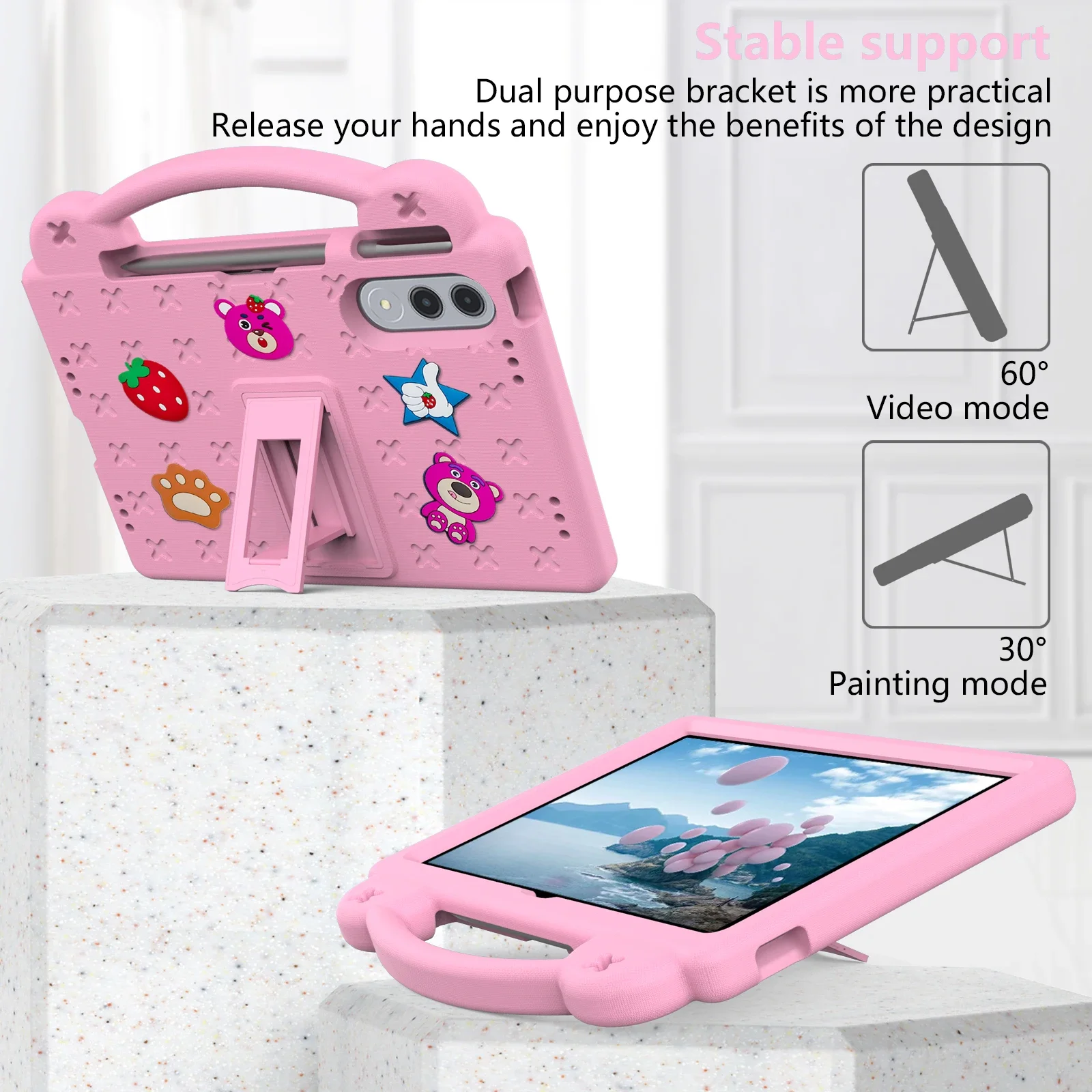 مناسبة لينوفو Xiaoxin Pad Pro GT 11.1 بوصة 2025 TB-710FU الأطفال إيفا لطيف الكرتون مع مقبض اللوحي واقية