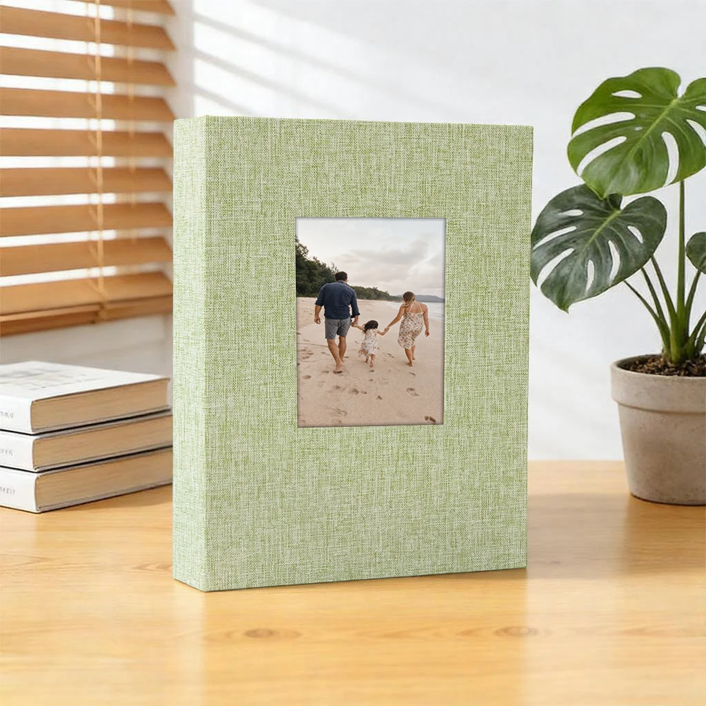Multi-color Linen Front Window Photo Album 6 Inch 104 Pockets, Baby Family Memory Book image 3