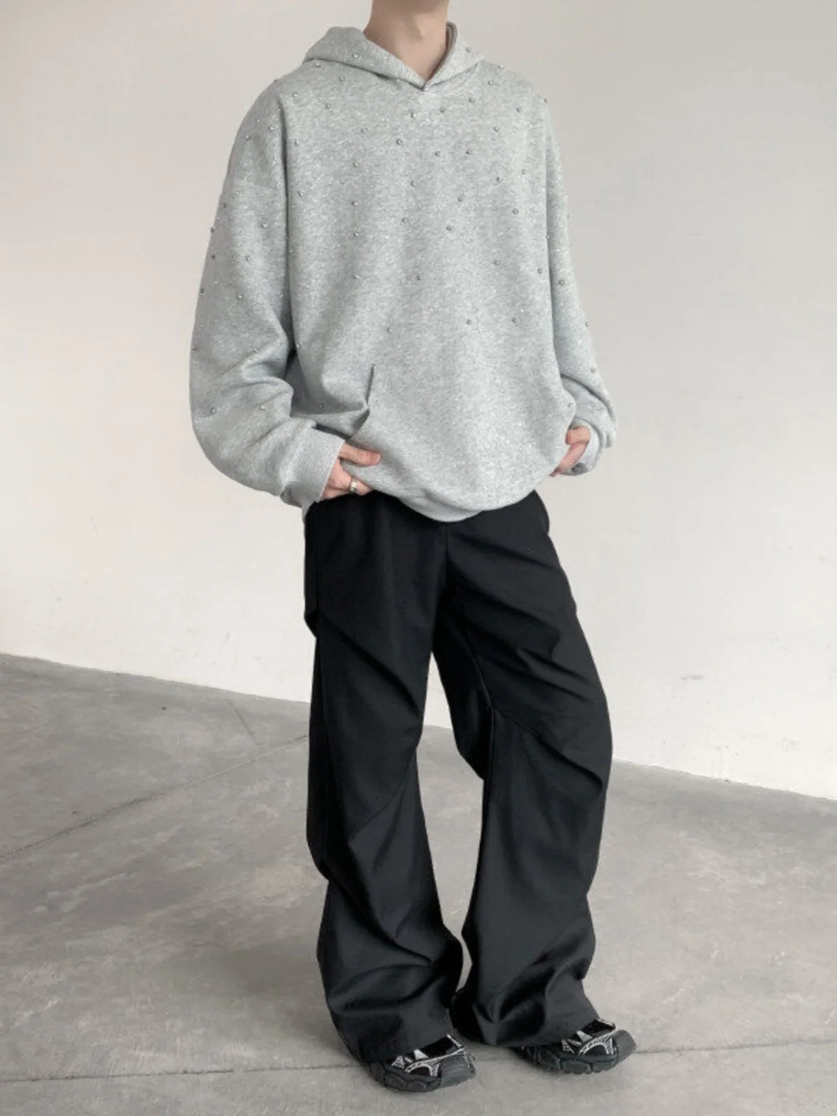 Sweater Hoodie Pria Musim Dingin Bertabur Rhinestone, Model Longgar Kasual dan Stylish