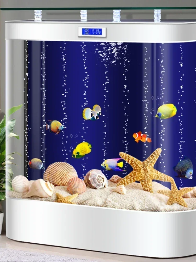 Small and Medium-Sized Floor Household Light Luxury Ecological Aquarium Back Filter Lazy Special Glass Fish Globe