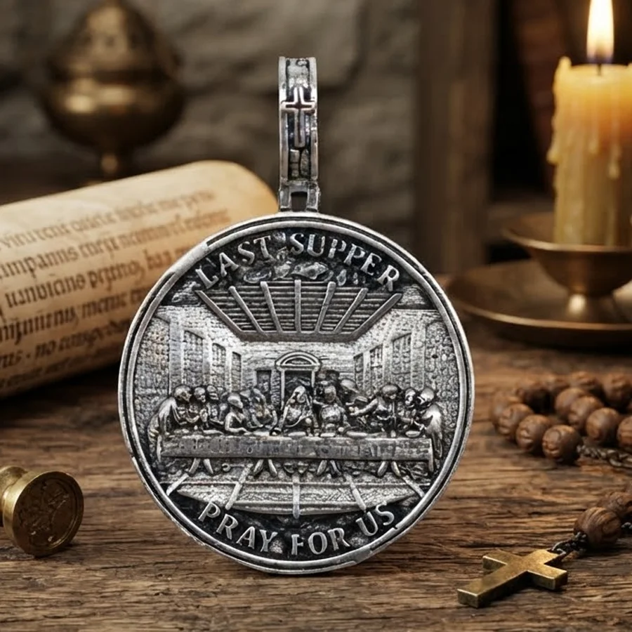 16g Jesus Christ The Last Supper Prayer Leonardo Pendant Religious Art Relief Customized 925 SOLID STERLING Silver High Trendy