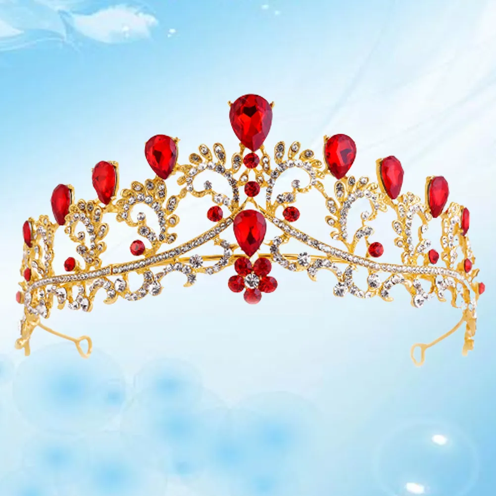 Bride Crown Baroque Style Red Wedding Hair Hoops Elegant Women Headband Party Headwrap Bridal Hair Accessories