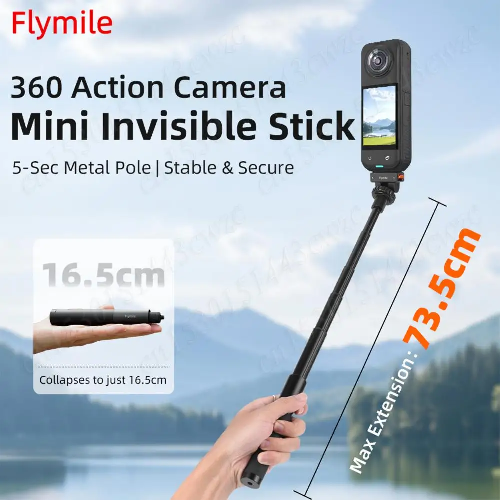 パノラマ自撮り棒ポータブルアルミ合金ハンドル延長ポール-insta360-go-ultra-x5-pocket-3-アクションカメラアクセサリー用