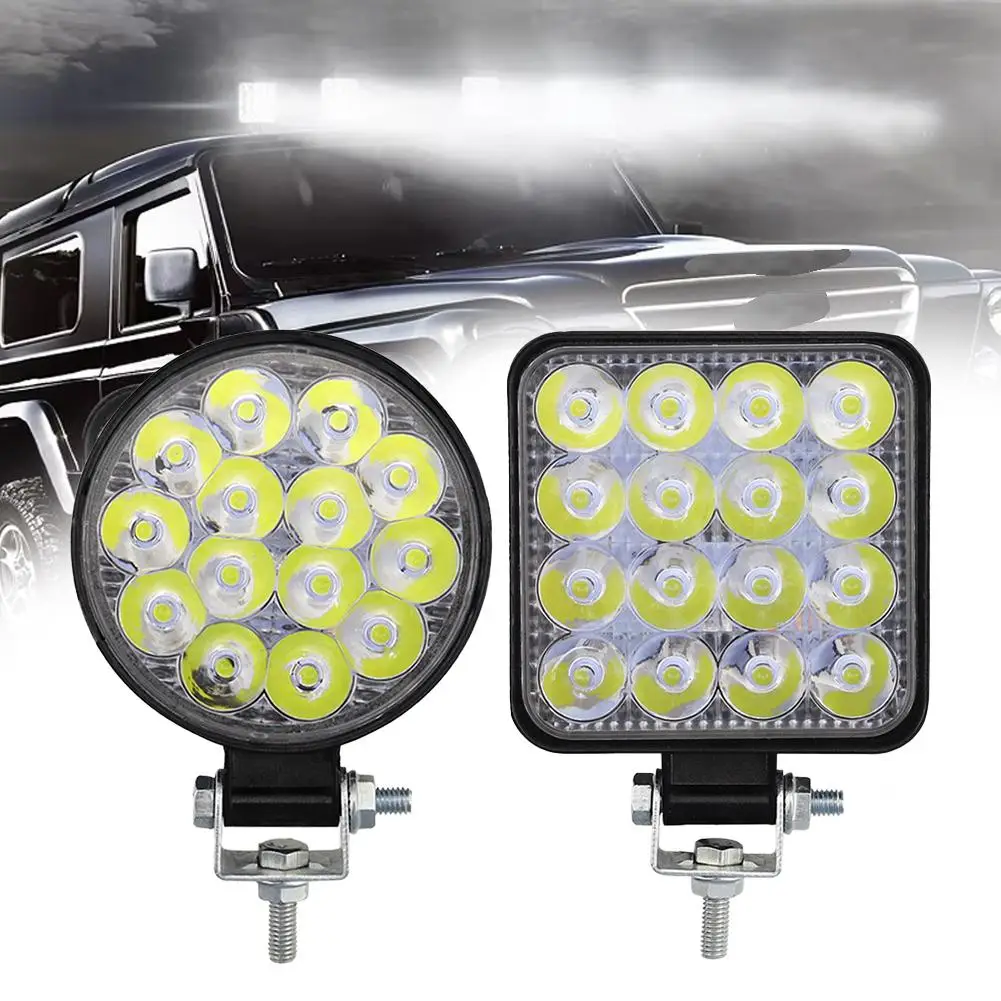 

1pcs 48W Car LED Bar Worklight MINI 16SMD Round Square Work Light 12V Auto Light Fog Lamp Off Road For ATV SUV Spotlight X6A2