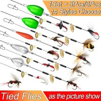 Ready Tied Flies Set with Spinners Spoon/Thrower For Trout Fishing for Fly Fishing Normal Rod/Reel Fishing Lure Artificial Bait