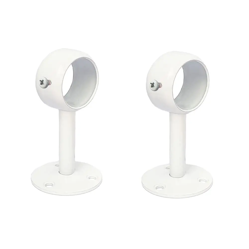 

White Edition Stainl Steel Wardrobe Pipe, Closet Lever Support Rod Holder Socket Bracket (1-1/4 H 2 Pack)
