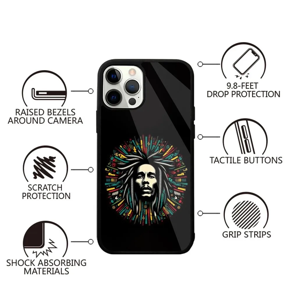 B-Bob Marley Rasta Lion Phone Case For iPhone 16,15,14,13,12,11,Plus,Pro,Max,Mini Magsafe Magnetic Wireless Charging