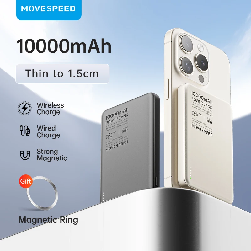 MOVESPEED S10 Magnetic Power Bank 10000mAh 15W Wireless Fast Charge PD20W Mini Portable PowerBank for iPhone Samsung Xiaomi