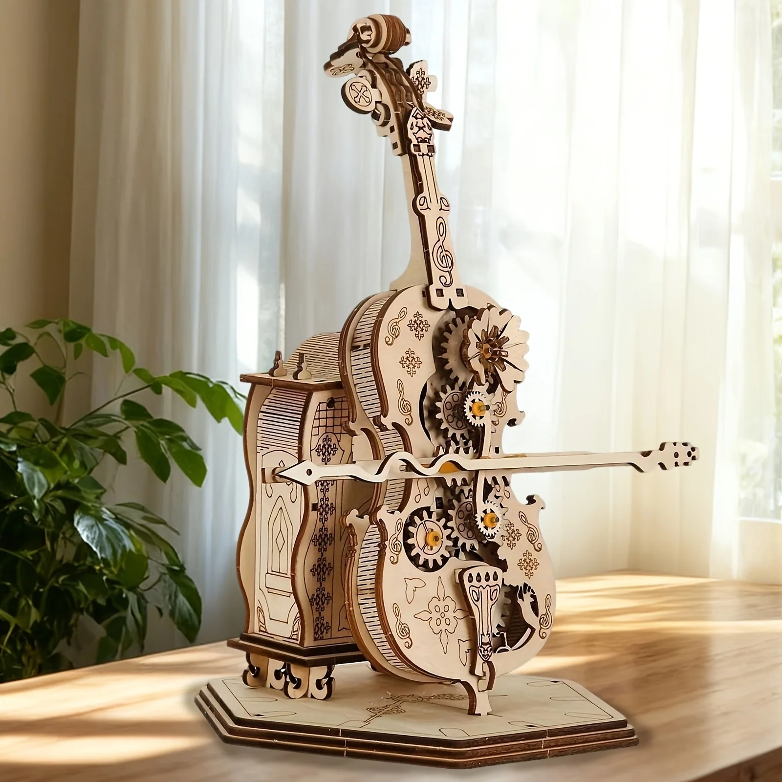 

3D деревянные пазлы «сделай сам» - механическая музыкальная шкатулка для виолончели, волшебная головоломка ручной работы с мелодией, креативный подарок на день рождения, Рождество