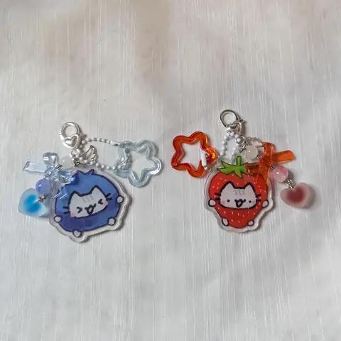 Strawberry and Blueberry keychains