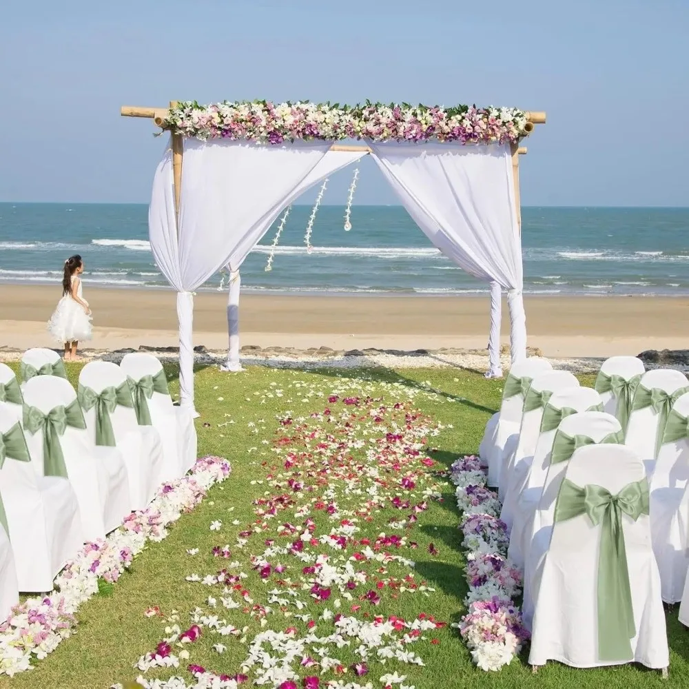 Butterfly Ties Satin Chair Sashes Self Tie Elegant Design Wedding Chair Bows Chair Cover Decoration Banquet Event Hotel