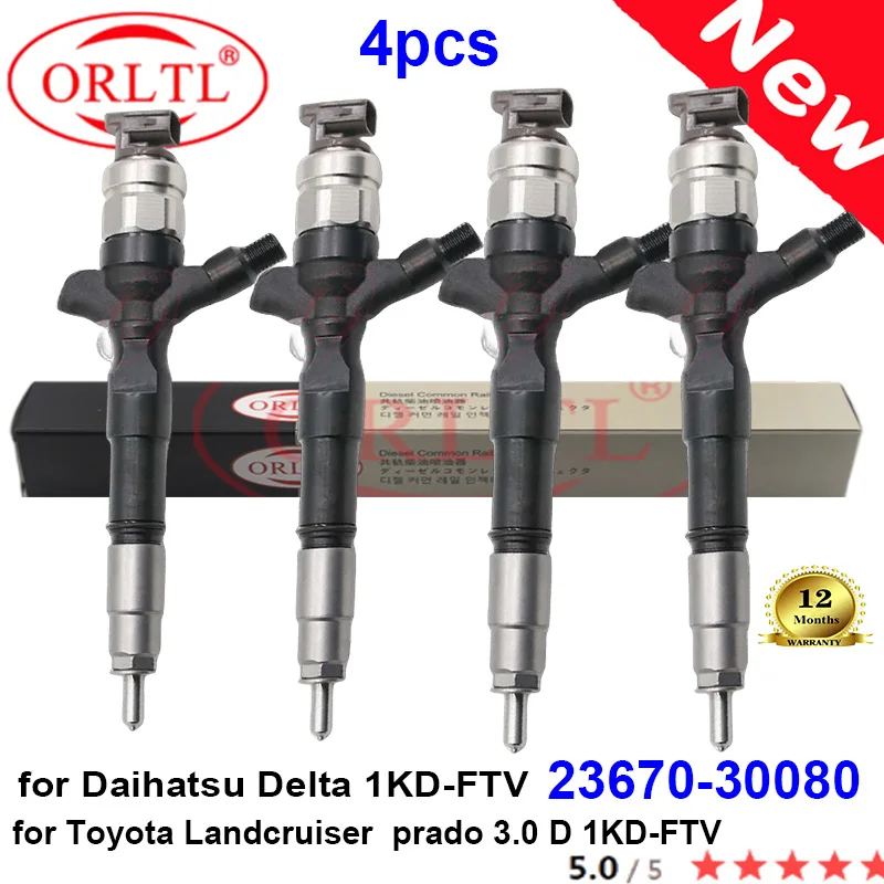 ORLTL 23670-30080 095000-5890 High Quality Injector 2367030080 23670 30080 for Toyota Landcruise prado 3.0 D 1KD-FTV 4PCS