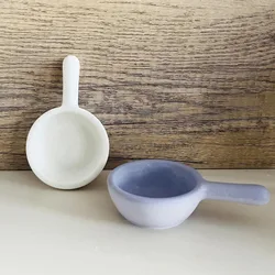 Handle Shape Candle Holder Mold DIY Candle Vessel Cup Frying Pan Shape Candlestick Plaster Clay Resin Silicone Molds