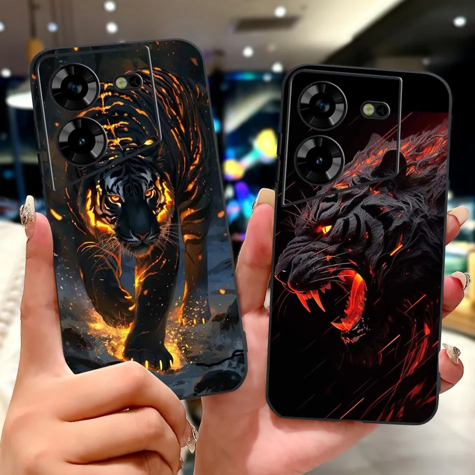 ل Tecno Pova 5 LH7n / Pova 5 Pro LH8n أنيقة فراشة القط جراب هاتف ل Tecno Pova5 5Pro 5G سيليكون أسود لينة حافظات من البولي يوريثان